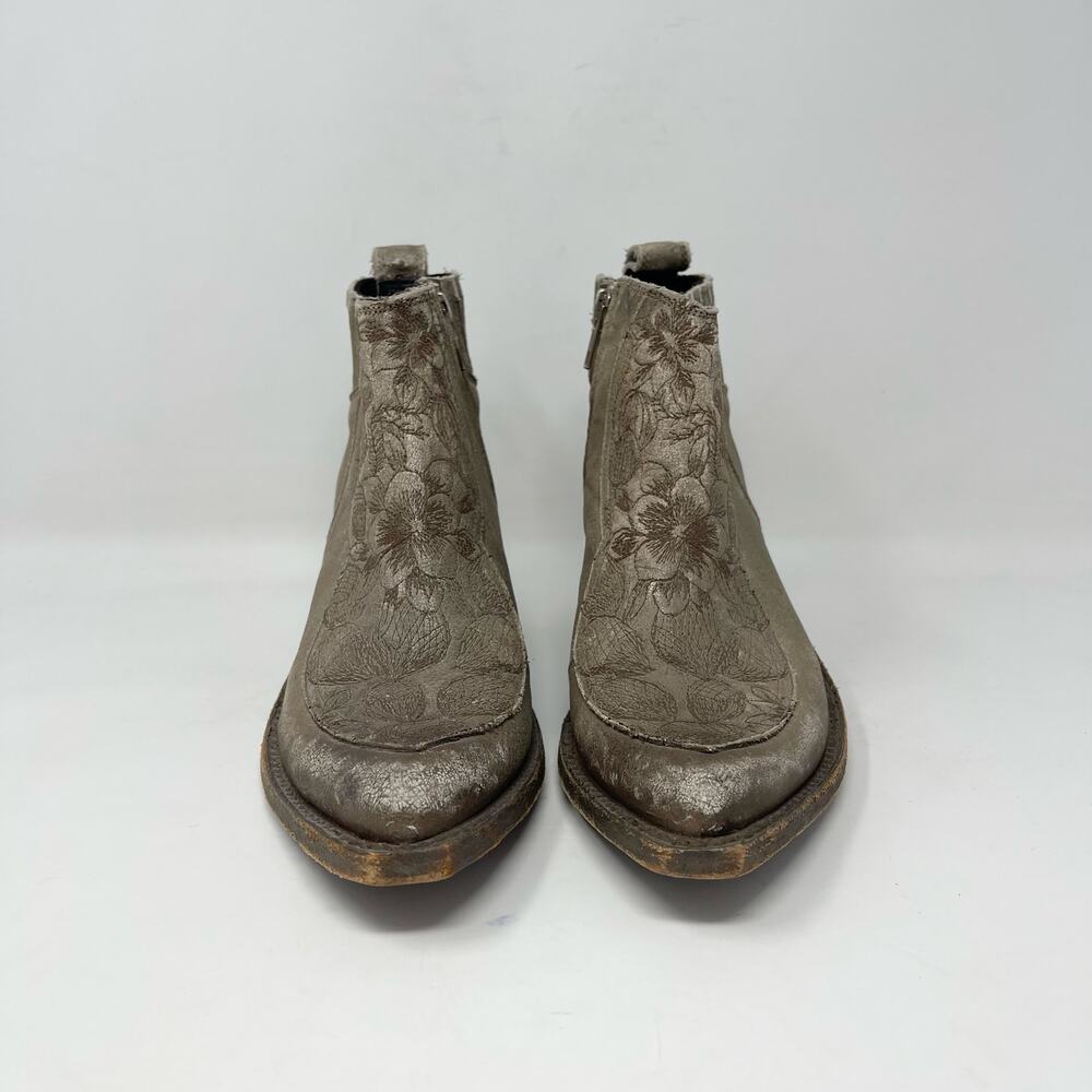 LIBERTY Black Taupe Western Heeled Ankle Boots - Picture 5 of 10